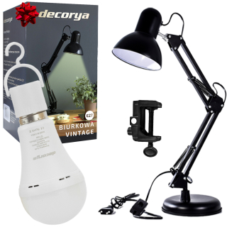 Stolná lampa Decorya Vintage čierna E27 + Decorya Emergency TouchBulb